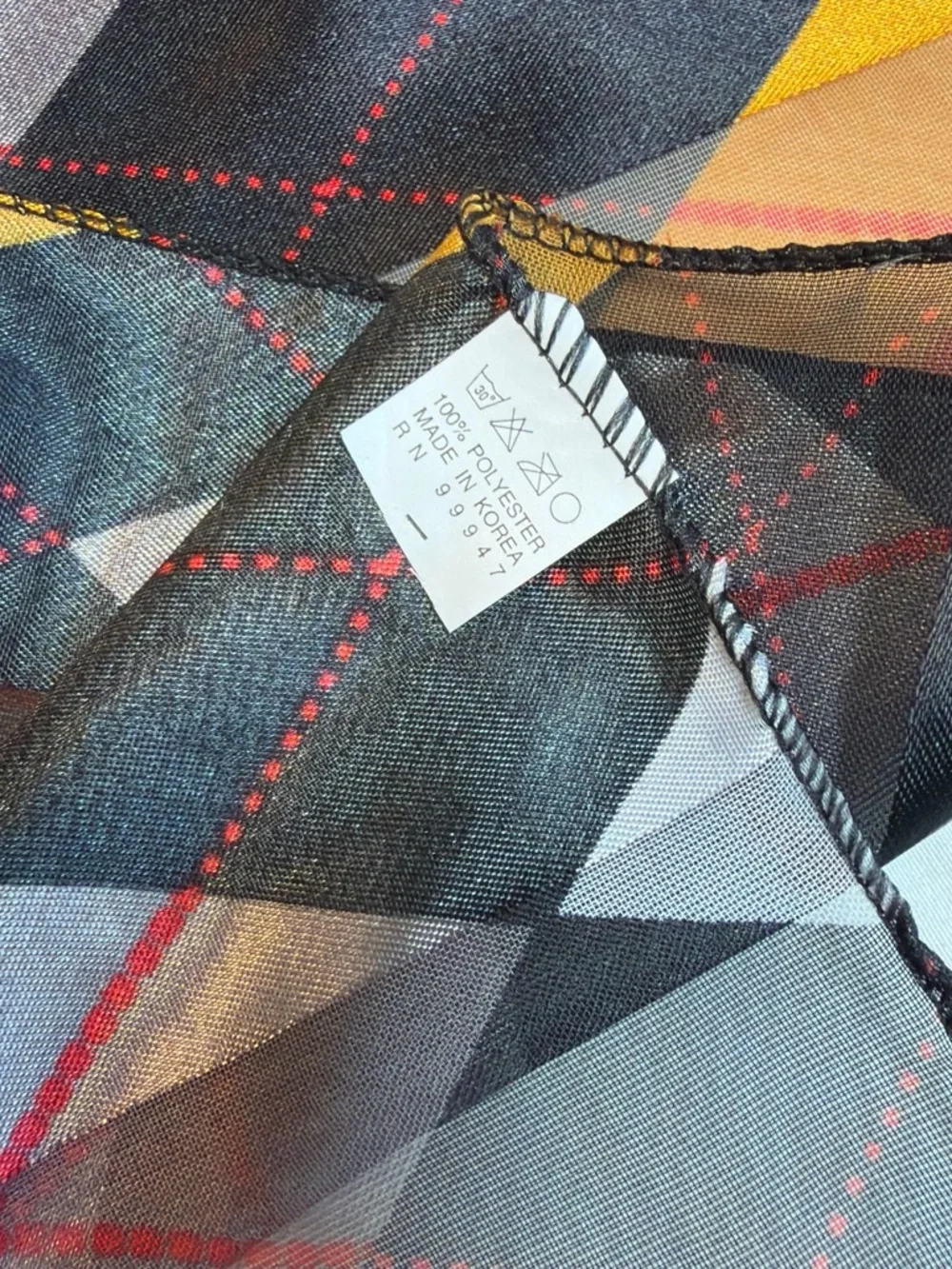 Silky Plaid Black & Orange Lightweight Women's Scarf